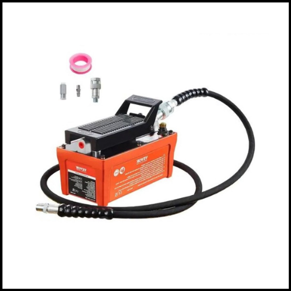 Luchthydraulische Pomp 10.000 PSI - Voetbediend - 1/2 Gallon Reservoir - Oranje Uitvoering - 2 m Olieleiding - Industriële Aluminium Kern - Stil & Veilig Gebruik