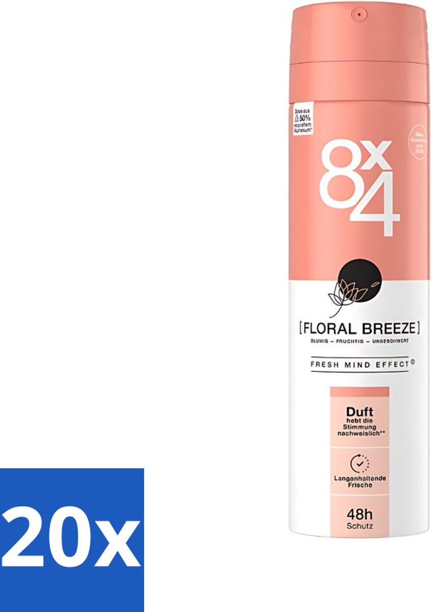 20 x 8 x 4 Deospray - No.14 Floral Breeze - Deodorant - Bloemengeur - 150 ml - Bloemengeur - Deodorant - Frisheid - Zweetbestendig - Huidbescherming