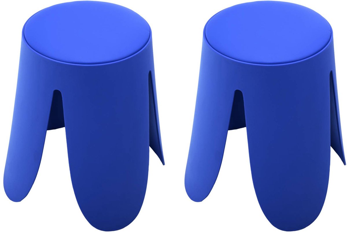 sweeek - Set van 2 stapelbare krukken in kunstleer, niki, ø30 / 44 x h46cm