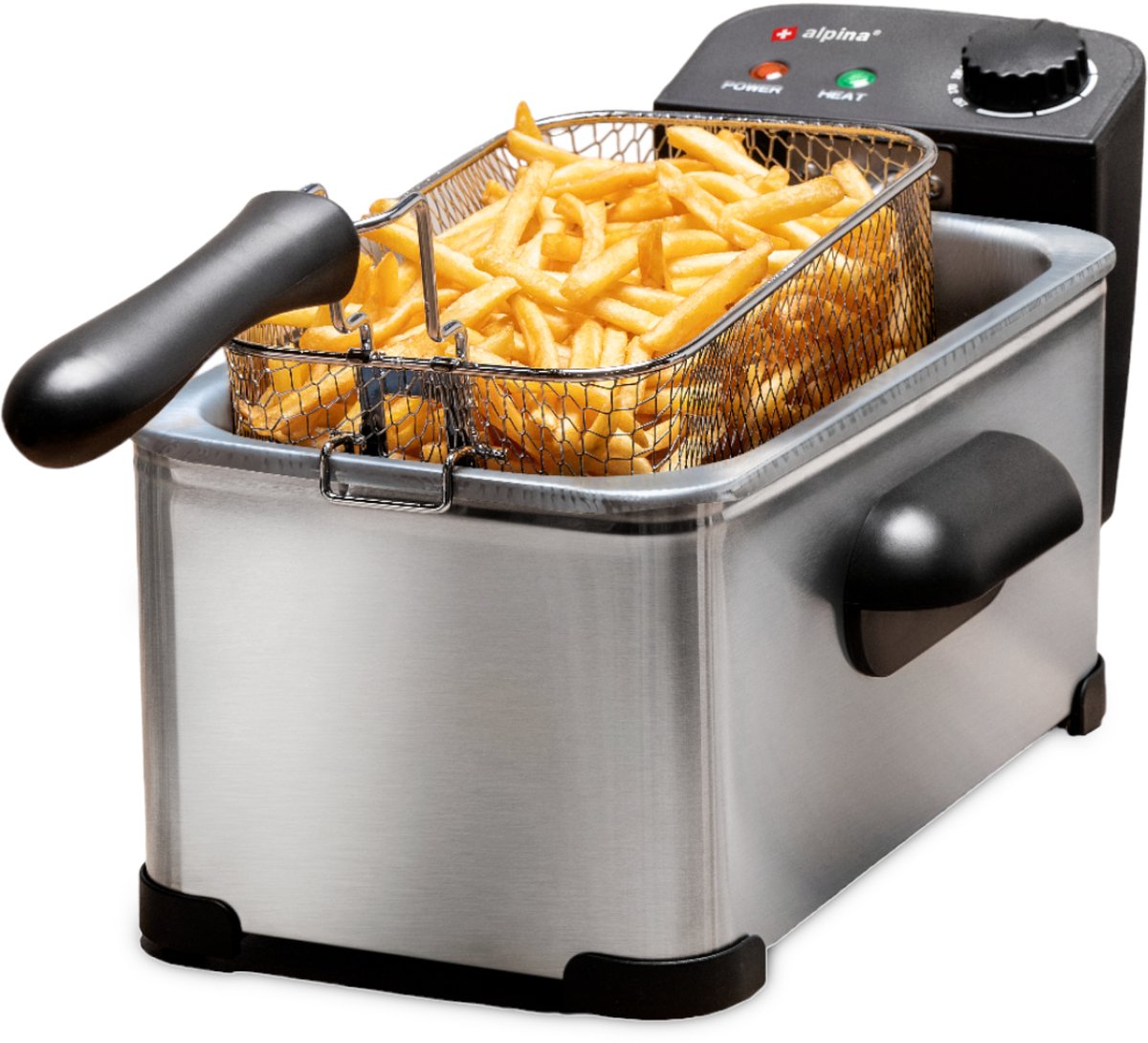 alpina Frituurpan 3 Liter - 323 x 205 x 189 MM - 2000 W - Aanpasbare Temperatuur - Zilverkleurig