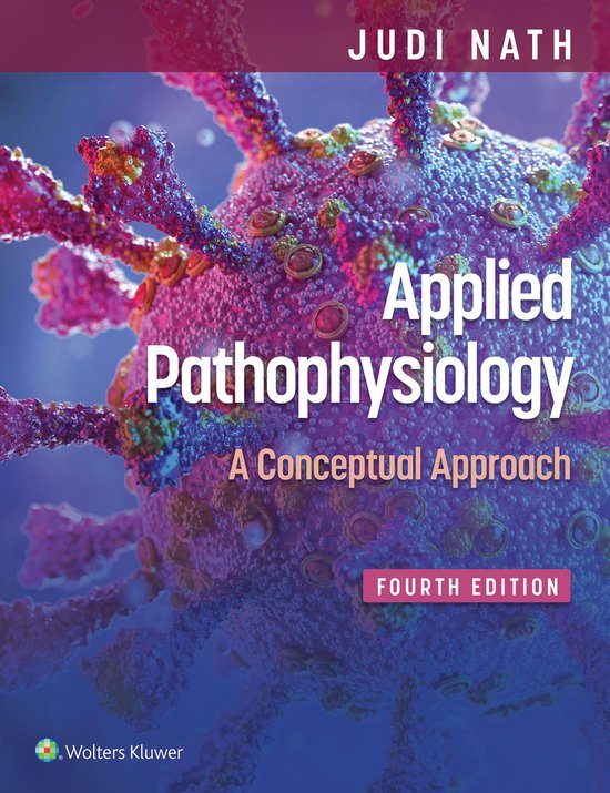 Boekomslag: "Applied Pathophysiology A Conceptual Approach" door Judi Nath, 4e editie, met een gedetailleerde afbeelding van een virus.