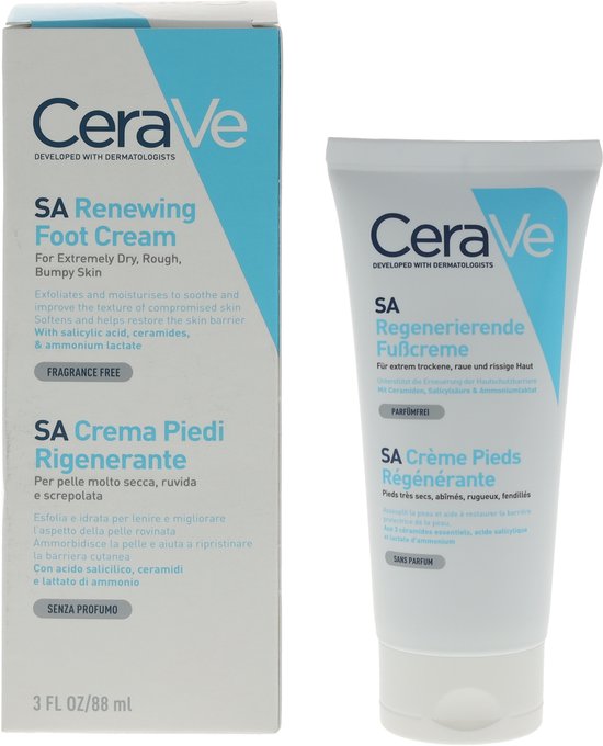 CeraVe SA Herstellende Voetcrème - voor Zeer Droge en Ruwe Voeten - 88ml
