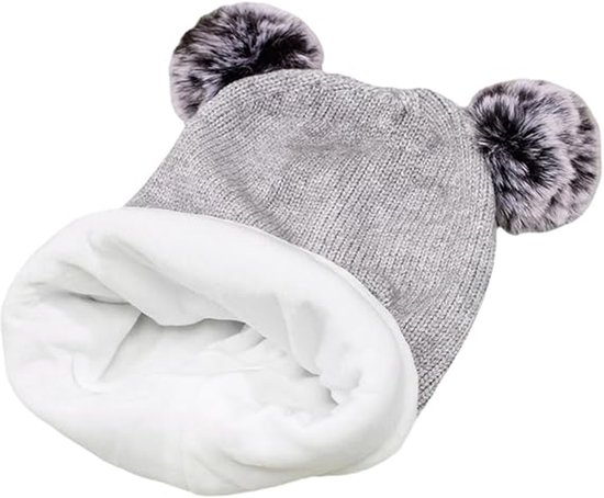 Vobozeany Hoed en sjaals voor pasgeborenen, winter, warm, met capuchon, gebreide muts, schattige dieren, bivakmuts voor jongens en meisjes, Roze, 3-18 Maanden