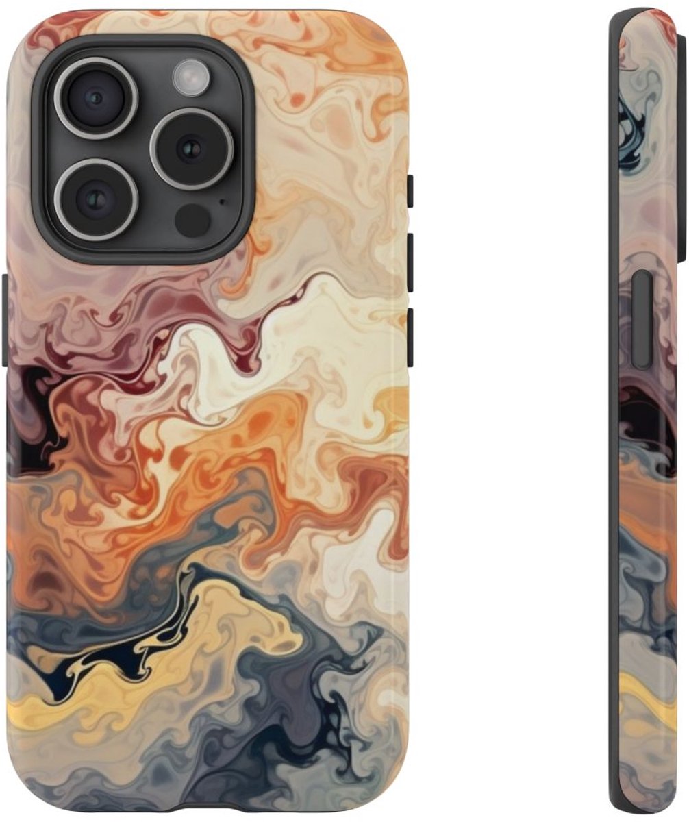 Dynamisch Abstract Oranje-Grijs Patroon – Telefoonhoesje Geschikt voor iPhone 15 Pro