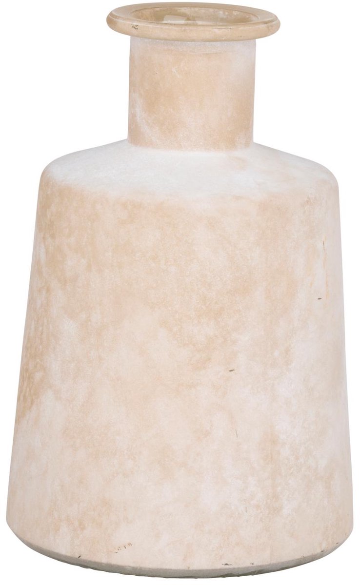 Arti Casa Decoratieve Vaas - Beige Vaas voor Interieur Decoratie - Moderne Vaas voor Bloemen en Accessoires - Ø11.5 x 18 cm - Beige en Wit