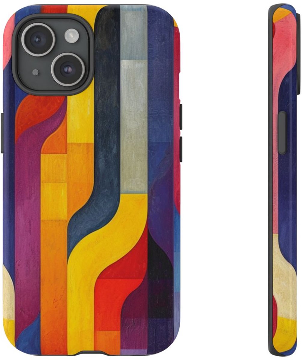 Kleurrijk Abstract Geometrisch Patroon – Telefoonhoesje Geschikt voor iPhone 15