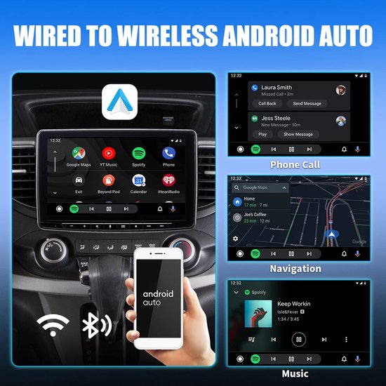 2-in-1 USB Draadloze CarPlay Android Draadloze Bluetooth van Carpuride — afbeelding 5