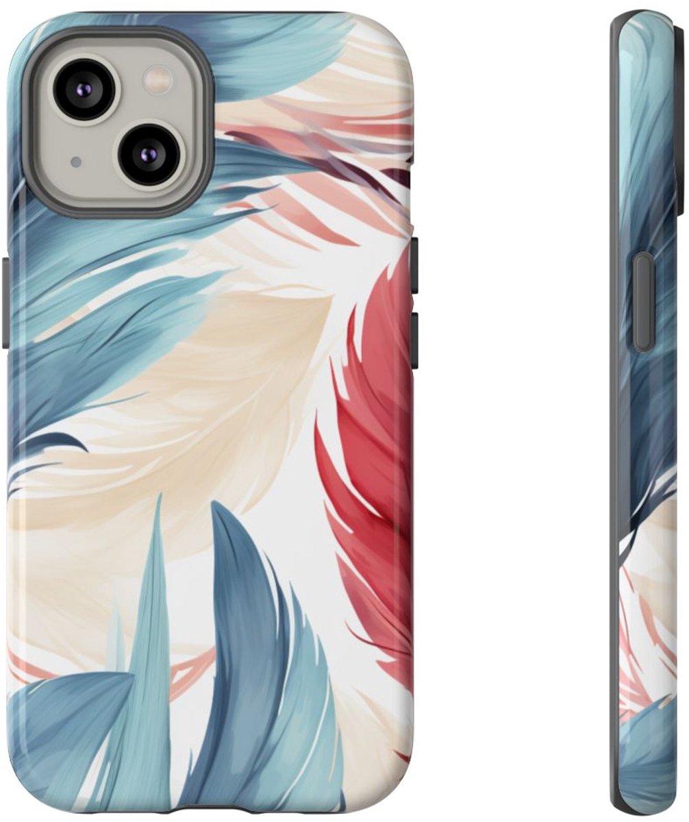 Blauw-Rood Verenpatroon – Telefoonhoesje Geschikt voor iPhone 14