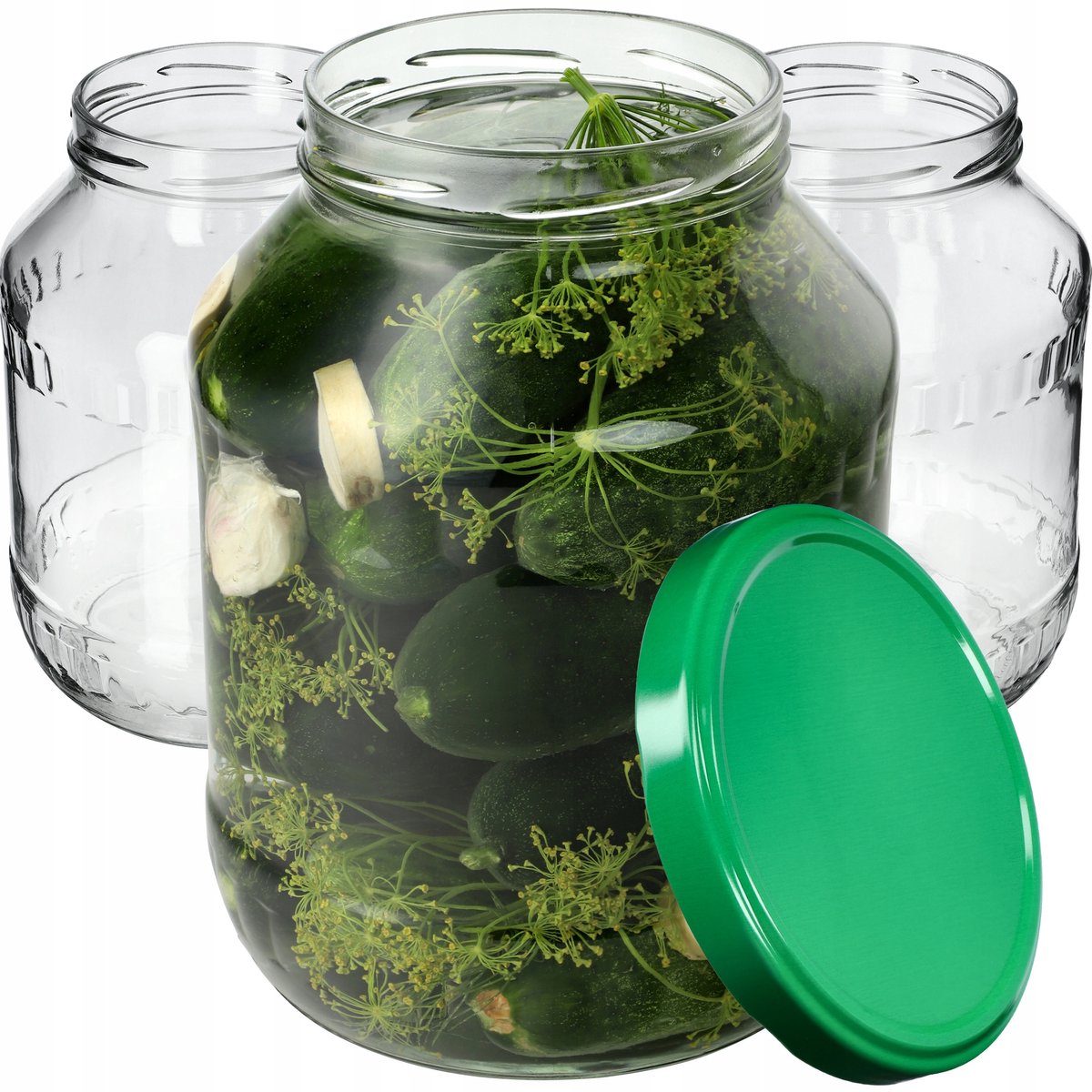 KADAX glazen pot Albi 2,5L 100mm + groene deksel 8st