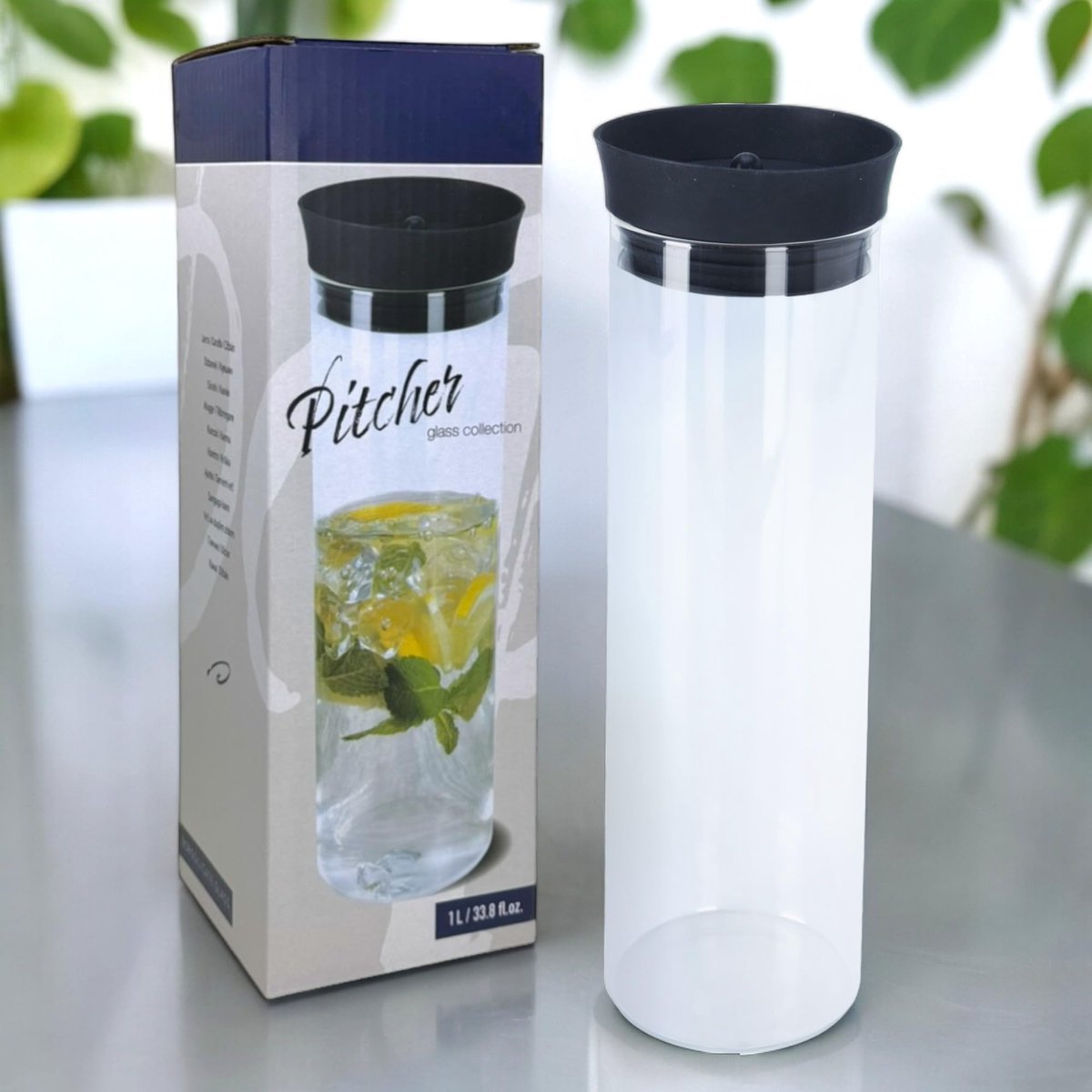 Glazen karaf - Automatische sluiting - 1 L - Borosilicaatglas en RVS - Vaatwasserbestendig