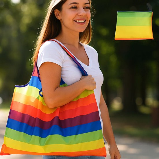sac shopping, sac de plage réutilisable et pliable grande taille, arc-en-ciel