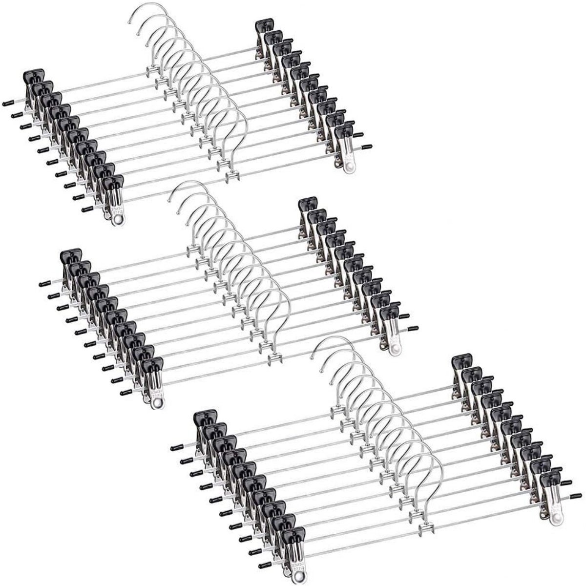 EXCITAT Clip-on hanger - broekhanger - metalen rokhanger - broekhangerhaak met clips - voor rok en broek - multi-broekhanger ruimtebesparende clip rubber - 30 stuks - 29cm