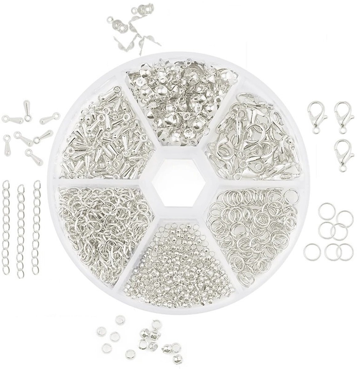 Sieraden Maken Set 840 stuks - Zilverwit - Armbanden, Kettingen & Oorbellen Maken - DIY Accessoires - Kasey