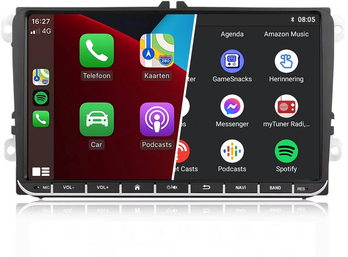 Carplay autoradio geschikt voor Volkswagen Polo T5 Passat Tiguan Touran Golf 5 6 | 2003 t/m 2020 | 9 INCH | Draadloos Apple Carplay en Android Auto | 2GB + 32GB | 4-Core | Denago | 2025 model Bluetooth & Wifi