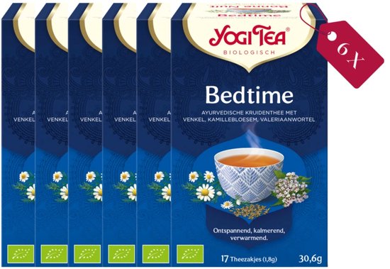 Yogi Tea Bedtime - Biologische Thee - 6x17 Stuks - 102 Theezakjes - Cafeïnevrij - Kruidenthee - Ayurveda - NL-BIO-01