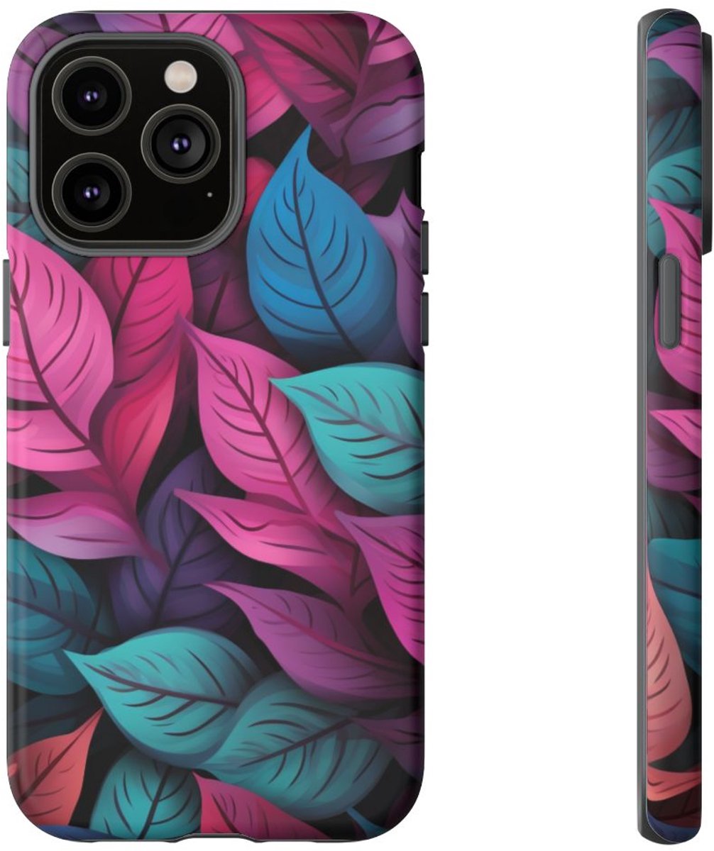 Kleurrijk Abstract Bladerenpatroon – Telefoonhoesje Geschikt voor iPhone 14 Pro Max