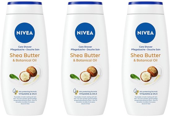 Foto: Nivea douchegel shea butter botanical oil 250ml voordeelverpakking 3 stuks