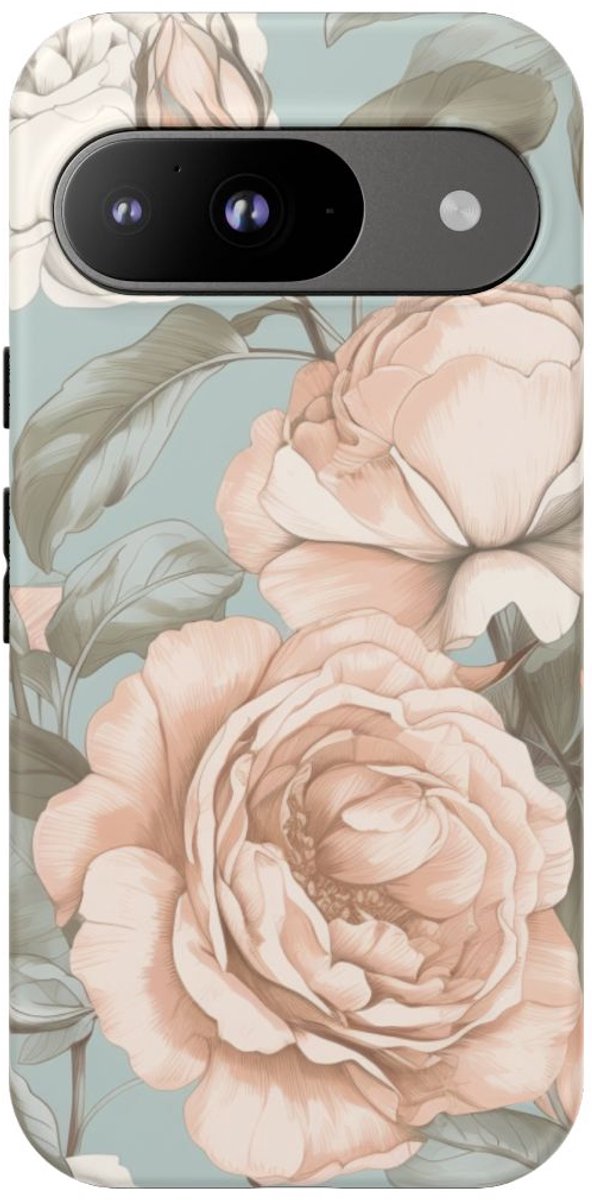 Pastelrozen en Bloemmotief – Telefoonhoesje Geschikt voor Google Pixel 9