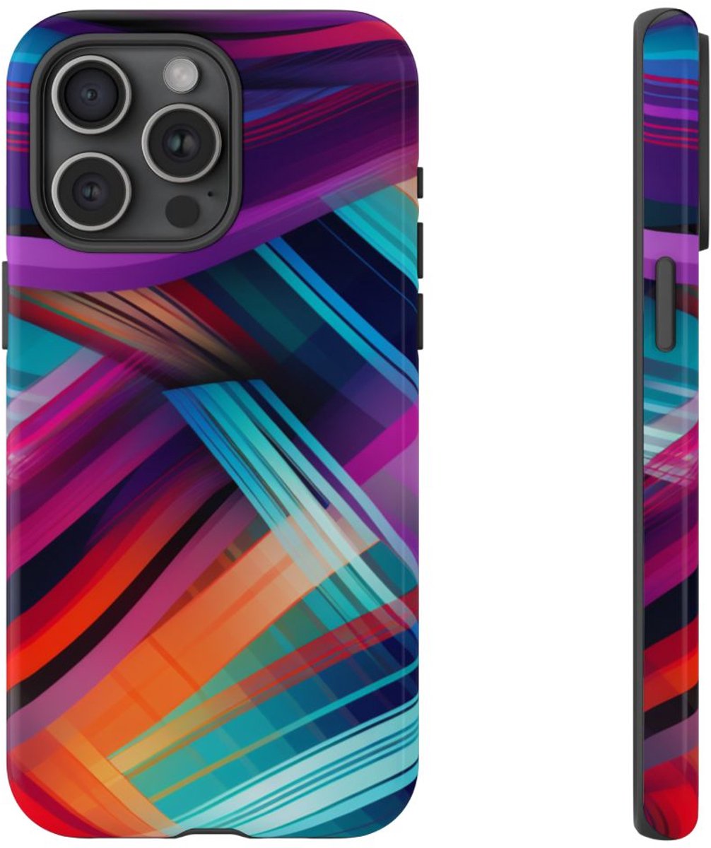 Vrolijk Abstract Gekleurd Golfpatroon – Telefoonhoesje Geschikt voor iPhone 15 Pro Max
