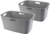 Curver Softex Wasmand - 45 liter - Set van 2 - 57x37x27cm - Taupe