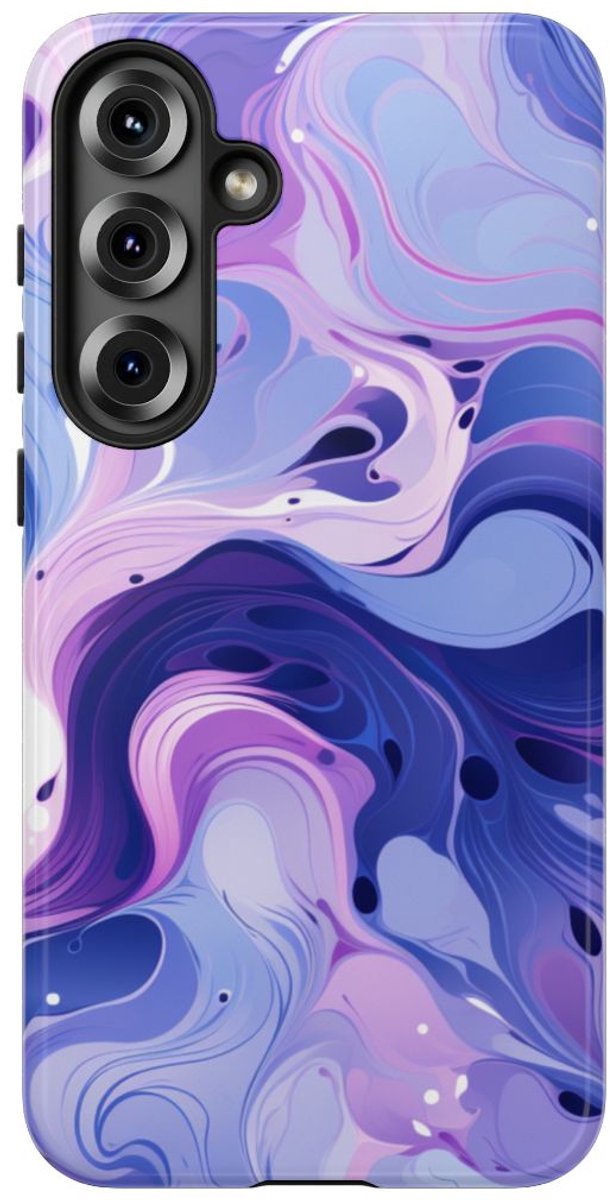 Paarse en Blauwe Abstracte Krullen – Telefoonhoesje Geschikt voor Samsung Galaxy S25 Plus