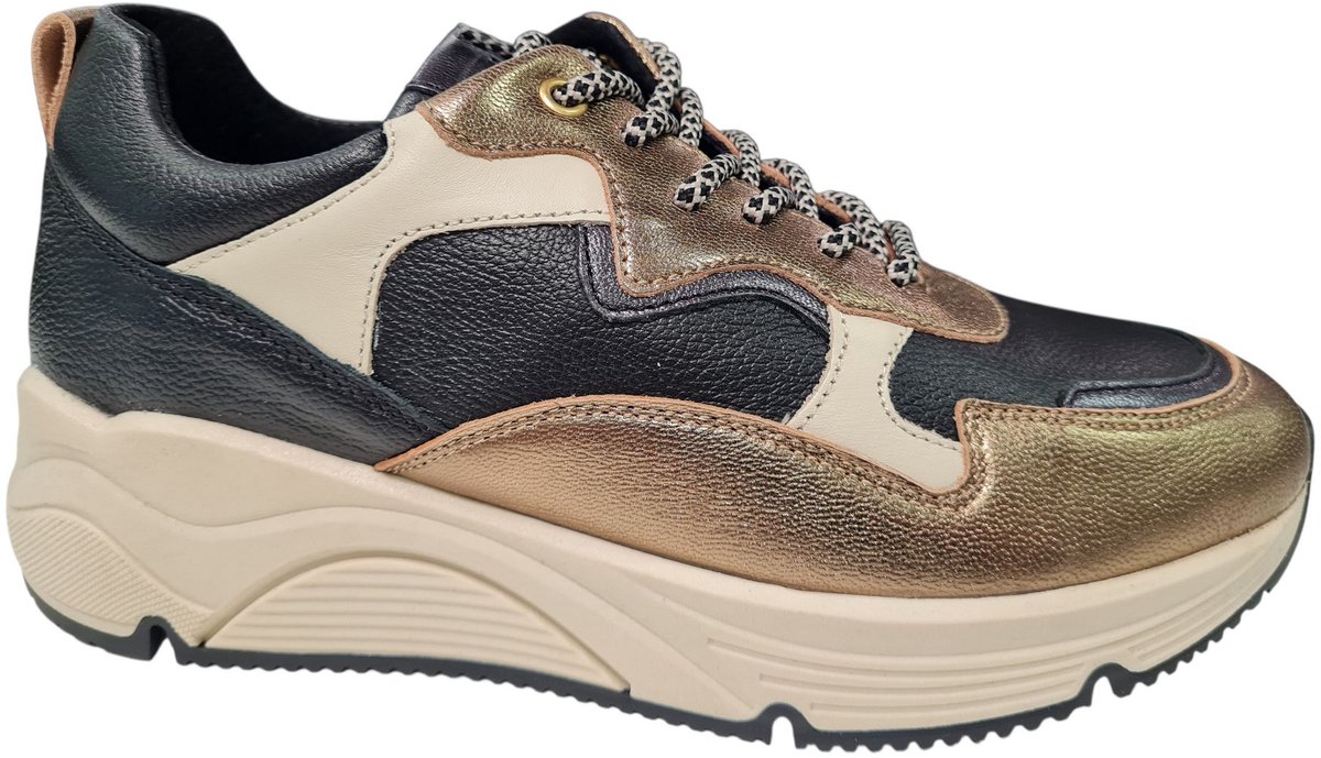 Bridge 25257204 Black Smoke Leren Dames Sneakers - Zwart - 37