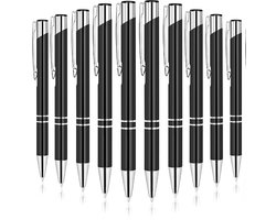 10x Metalen Balpennen Zwart – Elegante & Duurzame Schrijfpen met Clip – Professioneel & Perfect als Cadeau