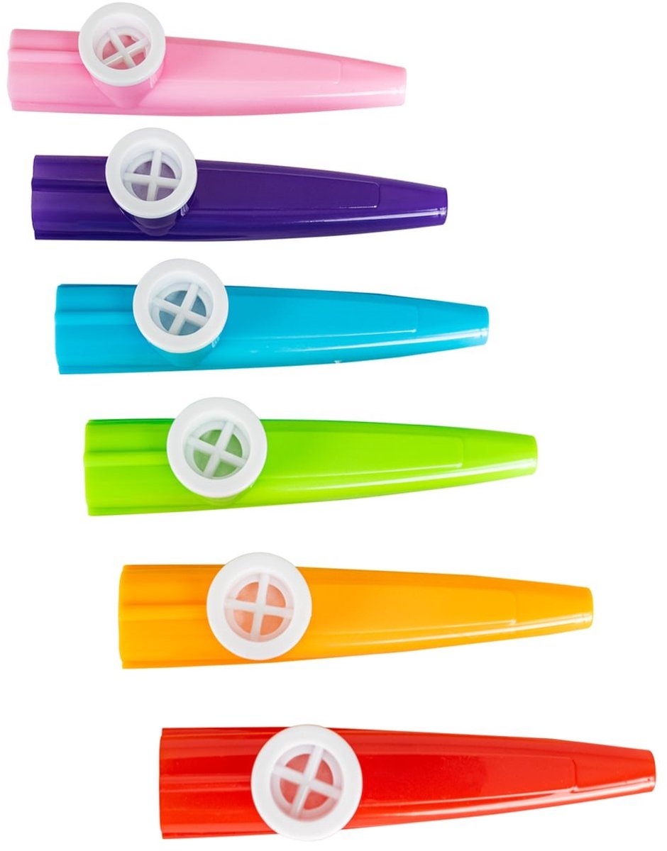 Kazoos - 6 st - bonte kleuren - Per set
