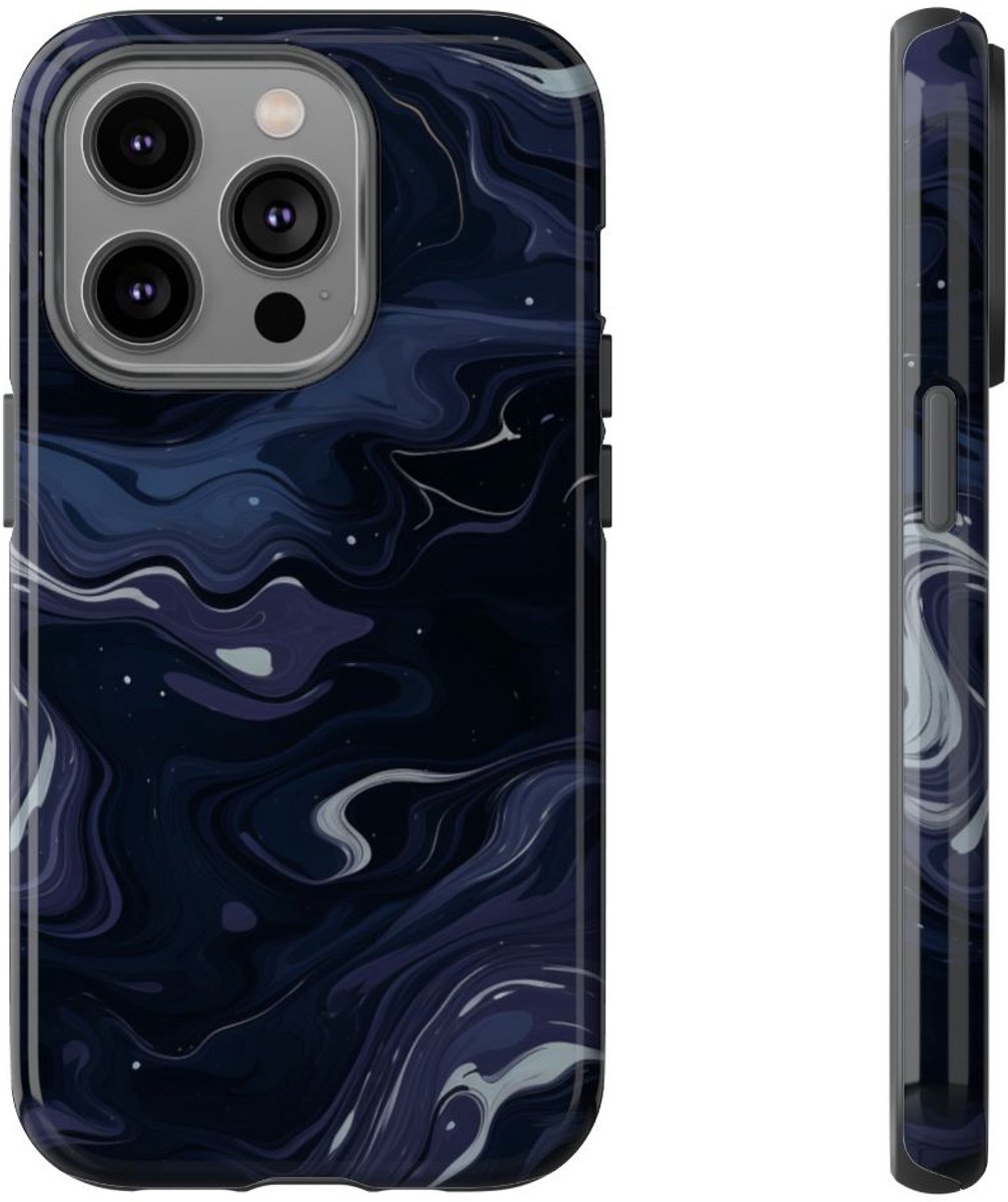 Donker Abstract Wervelend Patroon – Telefoonhoesje Geschikt voor iPhone 14 Pro