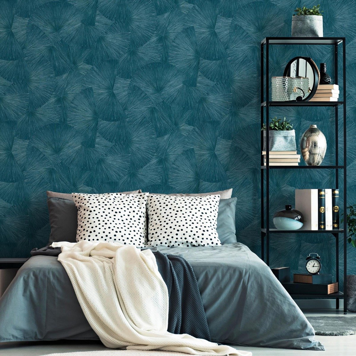 Blauw behang metallic, effen behang Guido Maria Kretschmer, BRICOFLOR.nl