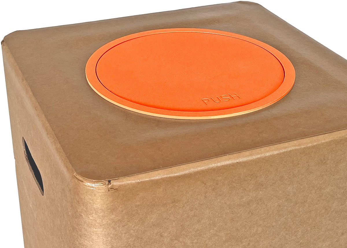 Afvalbak Pushdeksel voor Afvalbox – geschikt voor inwerpopening Ø 22 cm – Verwisselbaar – Duurzaam bioplastic PLA – Deksel voor afvalscheiding plastic PMD– Oranje