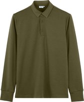 Vercate - Heren Polo Lange Mouw - Strijkvrij Poloshirt - Groen Bruin - Olive - Slim Fit - Excellent Katoen - Maat M