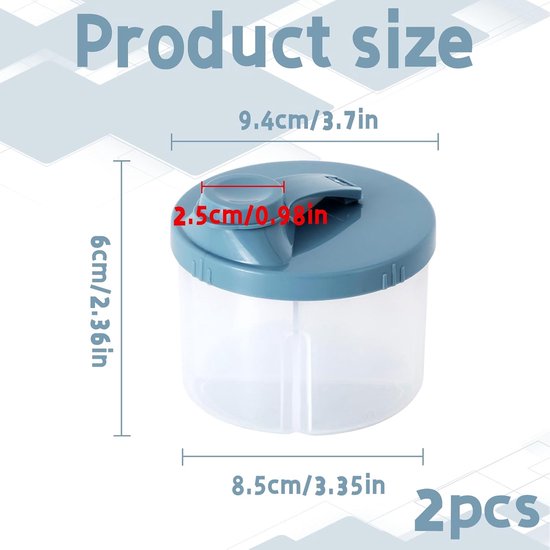 2-pack babyvoeding dispenser - Draagbare opbergdoos met roterende dispenser - Reisformaat melkpoeder dispenser met compartimenten - Roze/Wit — afbeelding 4