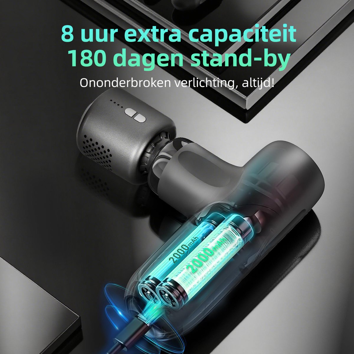 Afbeelding 3 van Massage Gun Professioneel - Massage Apparaat - Hot/Cold Massagekop - Inclusief Koffer en 5 Opzetstukken - Massage Pistool - Zwart