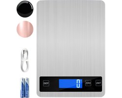 S.old Keukenweegschaal Digitaal - Weegschaal Keuken - USB Oplaadbaar - 1gr-10kg - Tarra - RVS