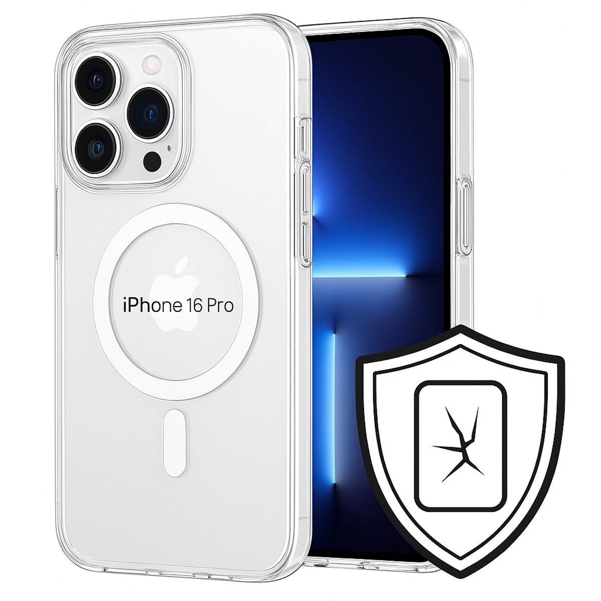 iPhone 16 Pro Bundel: Transparant Hoesje MagSafe + Gehard Glas - Complete Bescherming