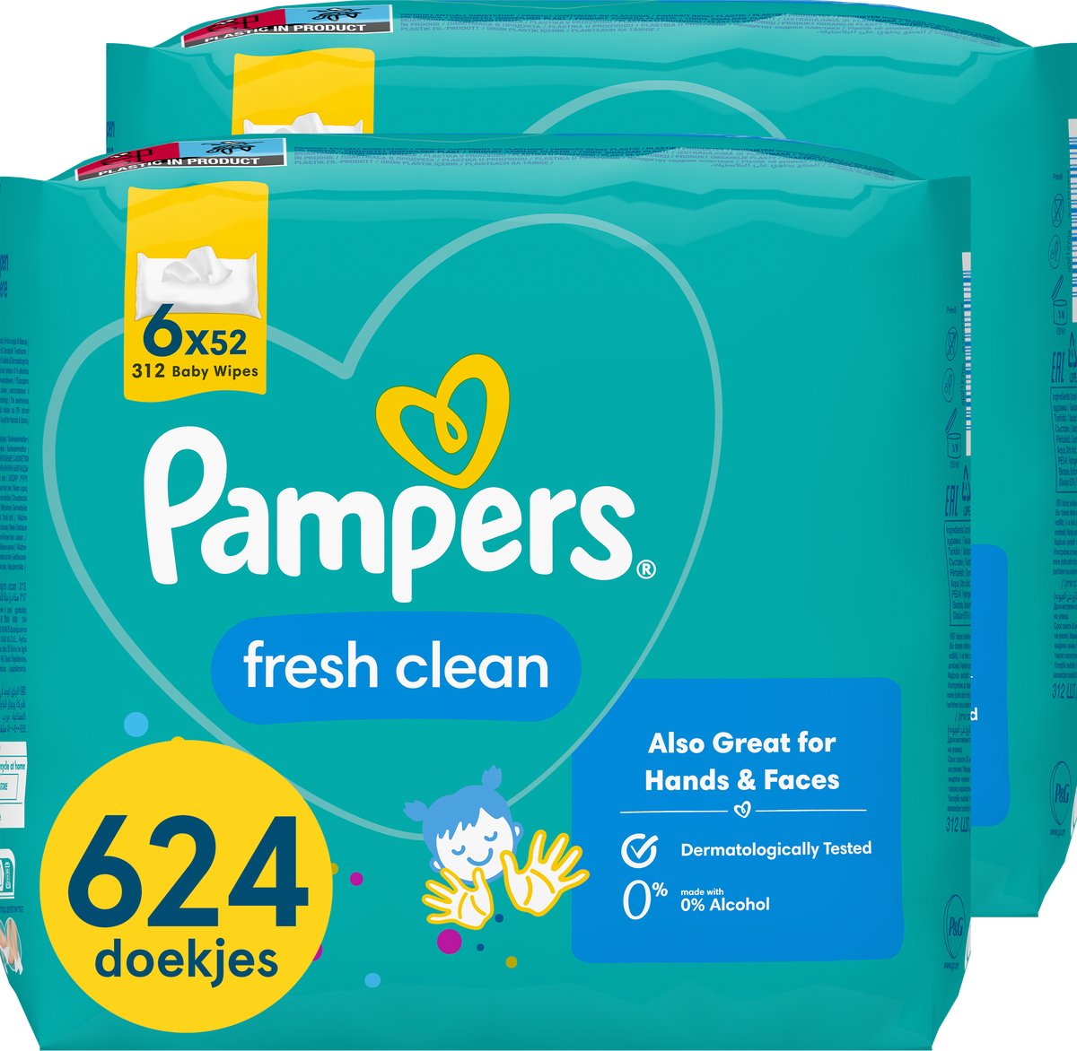 Bol.com Pampers Fresh Clean Babydoekjes - 12 x 52 = 624 doekjes aanbieding