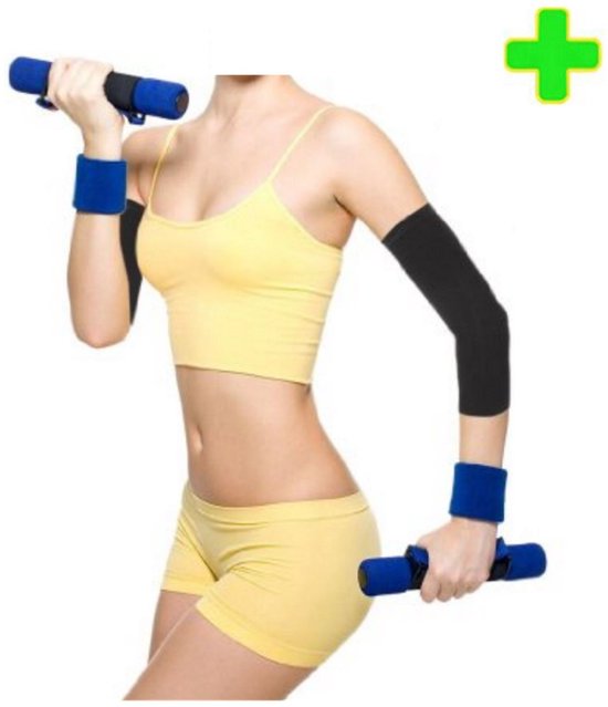 2-Paar Bovenarmvormende compressieband - Armvormende set - Yogamouwen - Elleboog- en polsbeschermers - Armmouwen - Geschikt voor oefeningen en fitness, dagelijkse vormgeving en het verbeteren van losse armen - Zwart van Merkloos — afbeelding 2