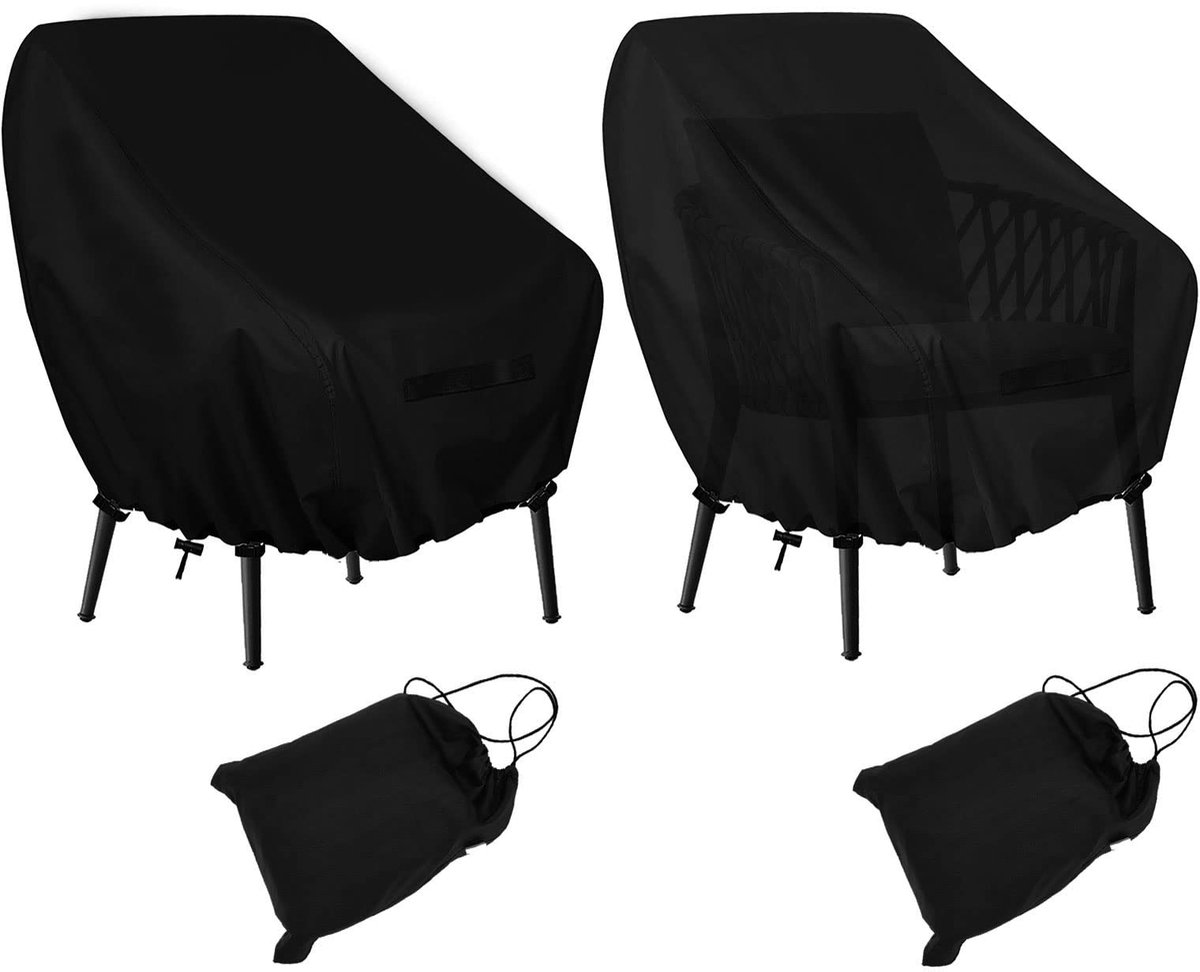 Ibenzoa Set van 2 Weerbestendige Hoezen voor Tuin- en Leunstoelen met Gespen Zwart