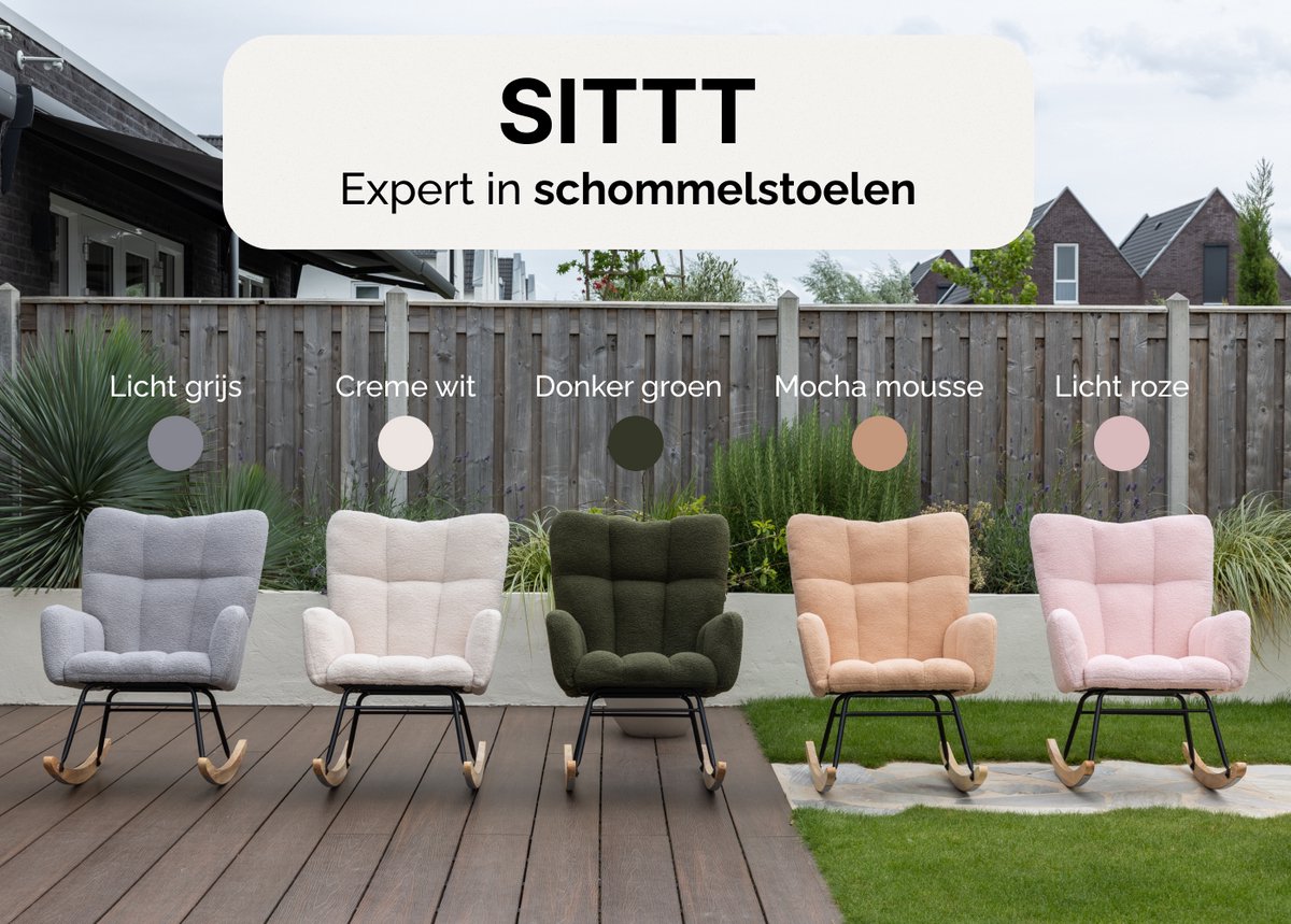 SITTT Schommelstoel - Relaxstoel babykamer - Fauteuil - Voedingsstoel - Licht Roze — afbeelding 7