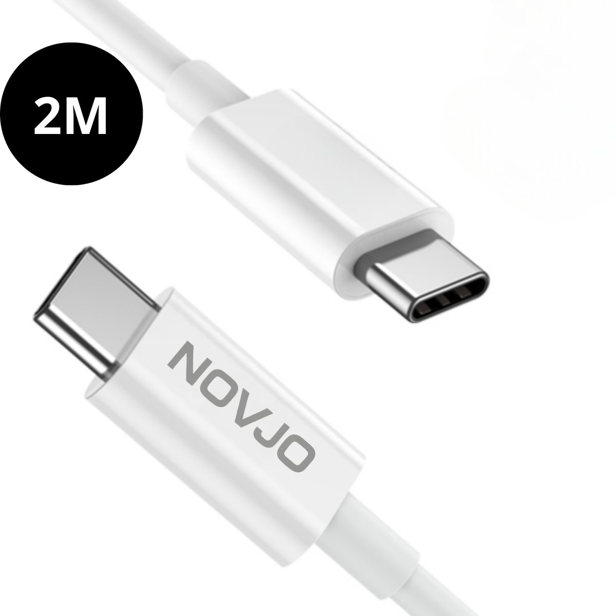 NOVJO® USB-C naar USB-C Kabel 100W 6A – Snellader Kabel 2 Meter – Voor MacBook, iPhone 15/16/17, Samsung & Laptops