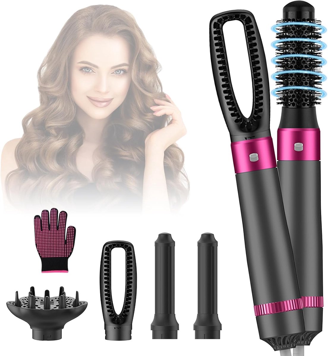 Multifunctionele Warme Luchtborstelset met 5 Accessoires voor Haarstyling