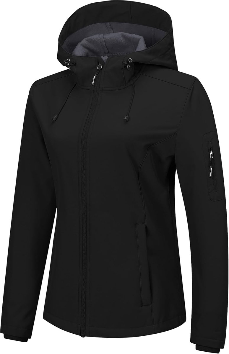 Dames Waterdichte Softshelljas - Ademend, Winddicht & Functioneel met Capuchon