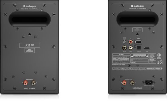 Audio Pro A28 W Smart Multiroom Actieve Boekenplank Luidsprekers - Audio Pro Multiroom (Linkplay) - Ruimtecorrectie - 2x75W Speakers - Zwart van Merkloos — afbeelding 4