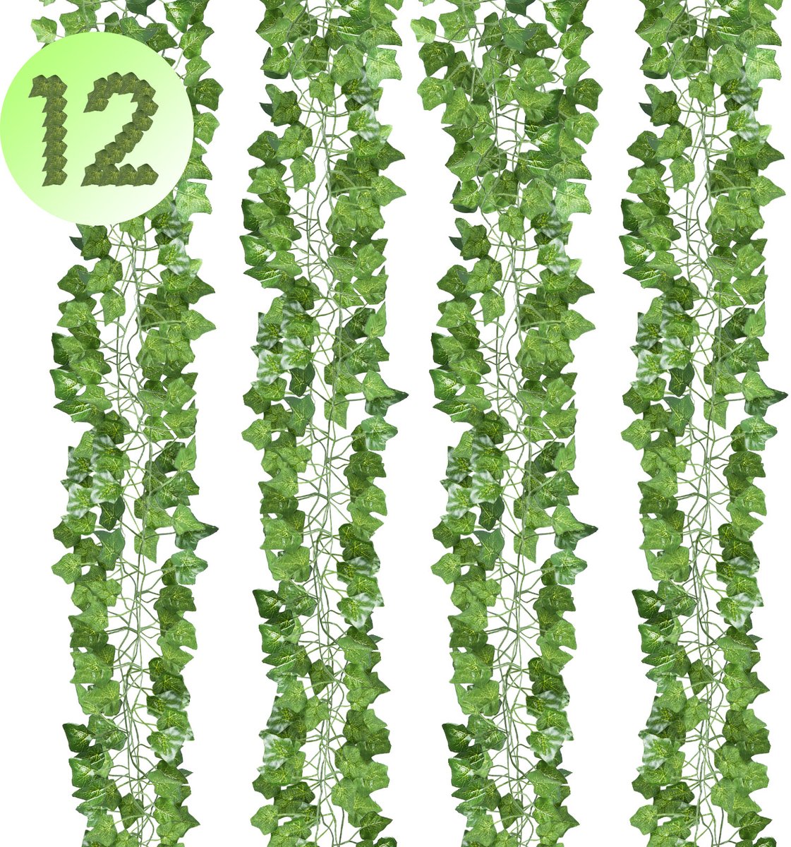 Klimop Slinger - 12 Stuks - 2.4m - Kunstmatige Hangplant - Decoratie Plant voor Huis, Tuin