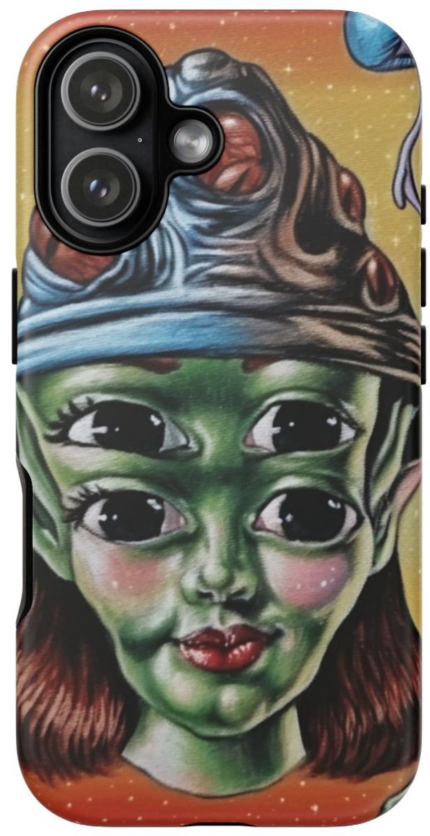 Groen Alienhoofd met Tentakelhoed – Telefoonhoesje Geschikt voor iPhone 17