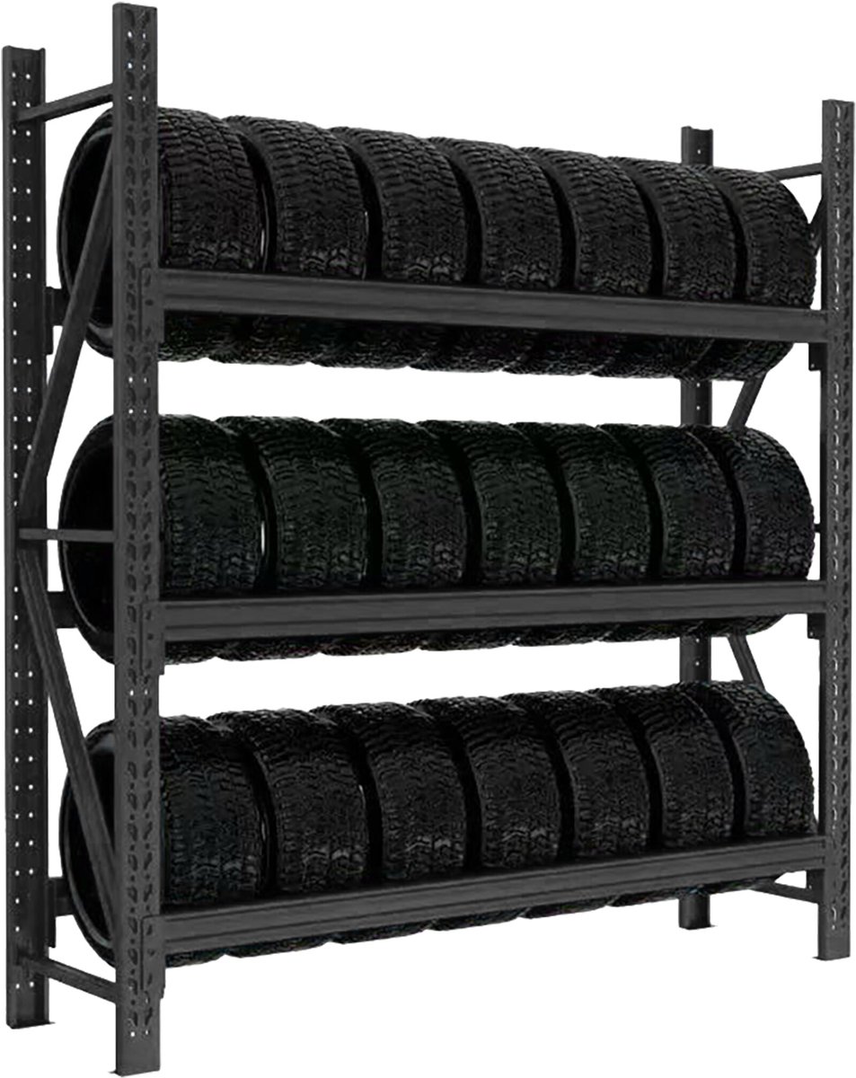 Bandenrek - voor 12 banden - 180x120x50 cm - tot 600 kg - zwart