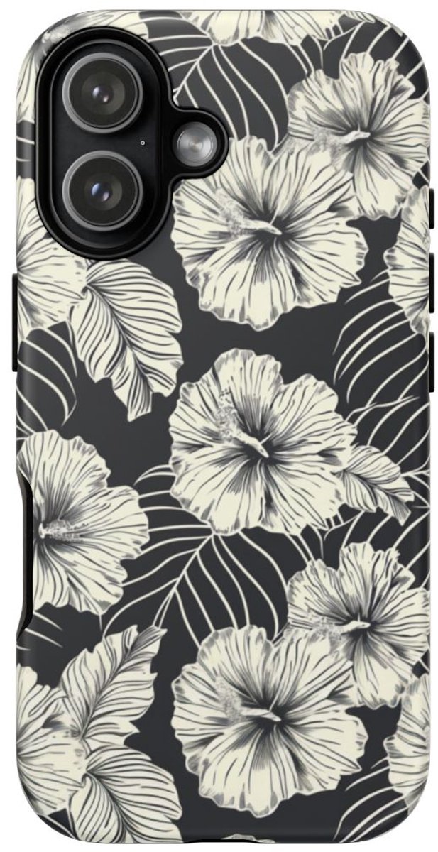 Monochroom Bloemenpatroon – Telefoonhoesje Geschikt voor iPhone 17