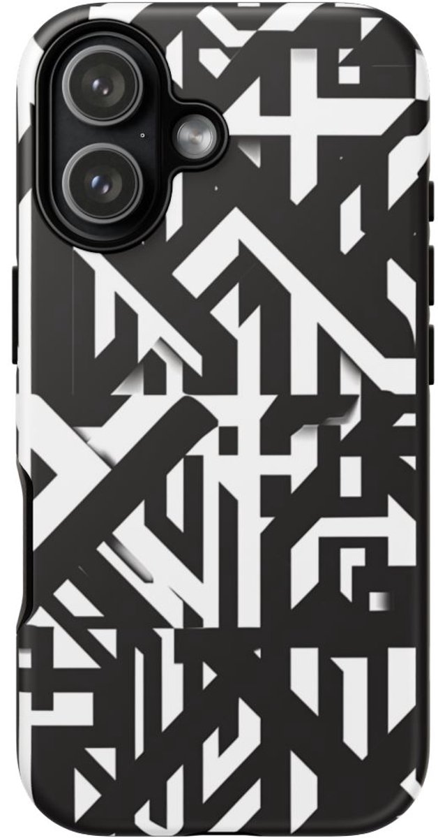 Zwart-Wit Geometrisch Patroon – Telefoonhoesje Geschikt voor iPhone 17