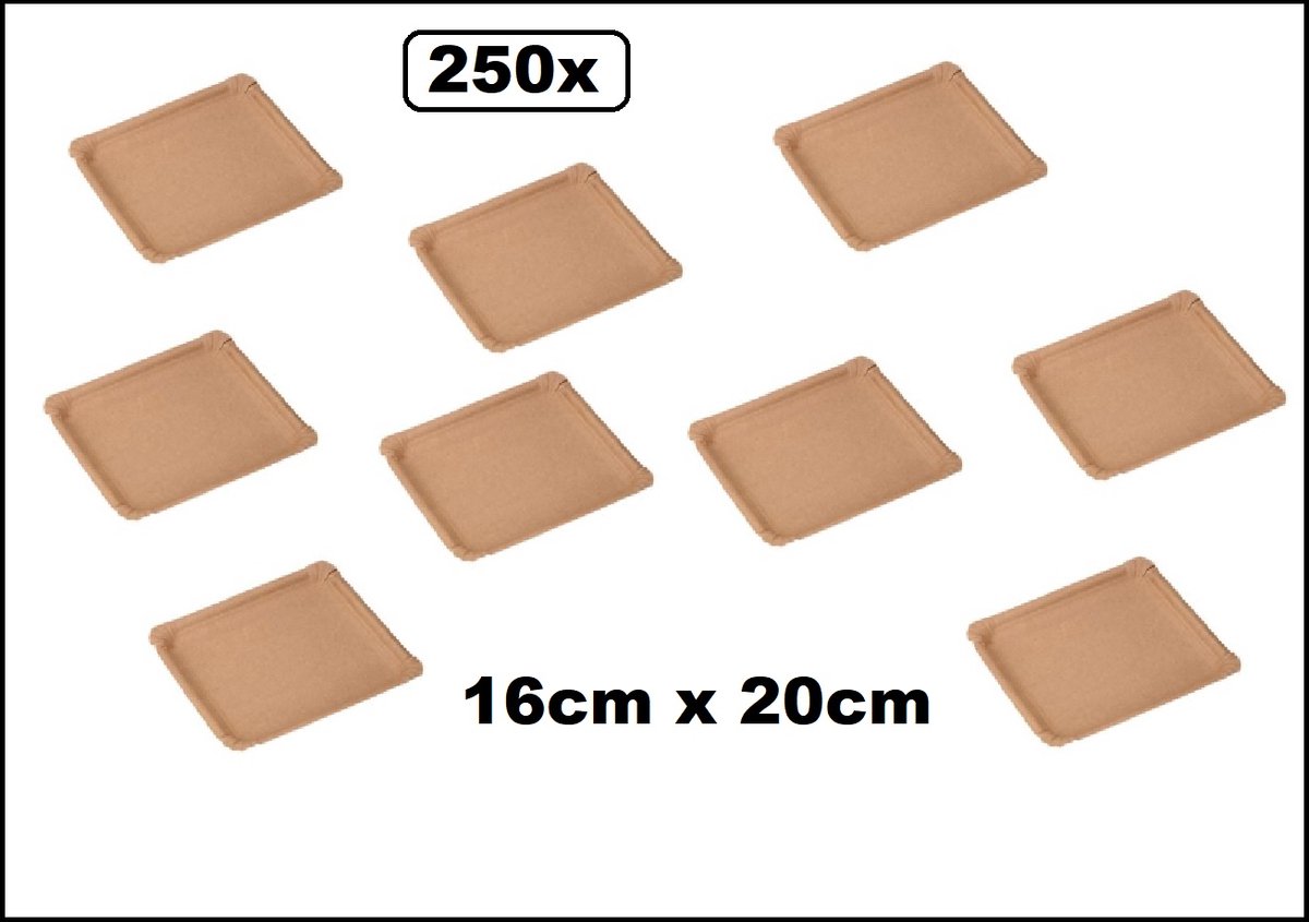 250x Schaaltje nature kraft bruin 16cm x 20cm - Karton - snack broodje beleg food